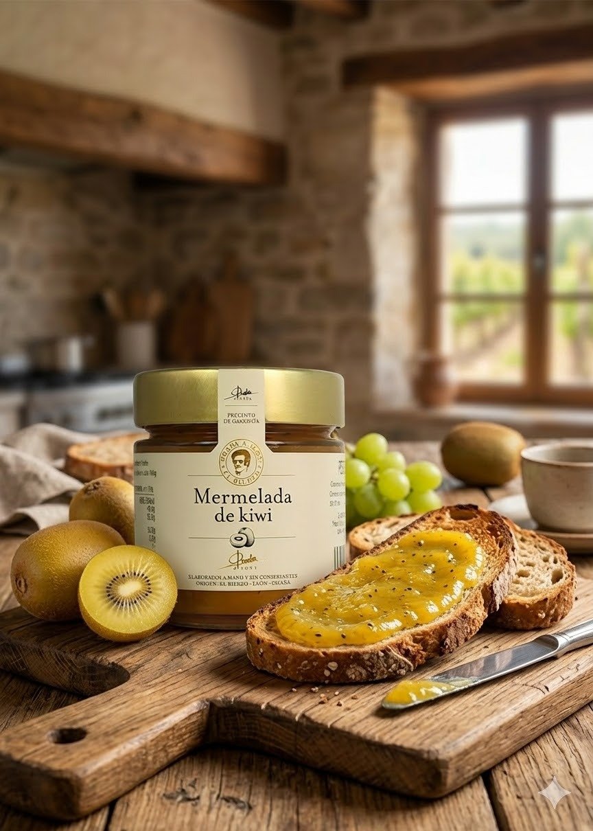 Mermelada de kiwi amarillo tostadas